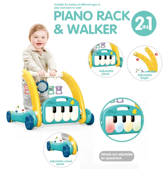 2 In 1 Baby Walker & Piano Rack | Baby Gym Play Mat