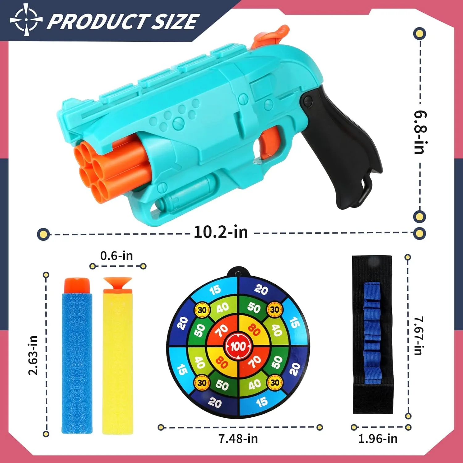 2 Pack with Rotating Barrel Toy Gun with Soft Bullets, Manual Continuous Emission Foam Blaster Toy Pistol Model, Shooting Game Educational Toys Gifts for Kids Boys Girls Adults Ages 6 