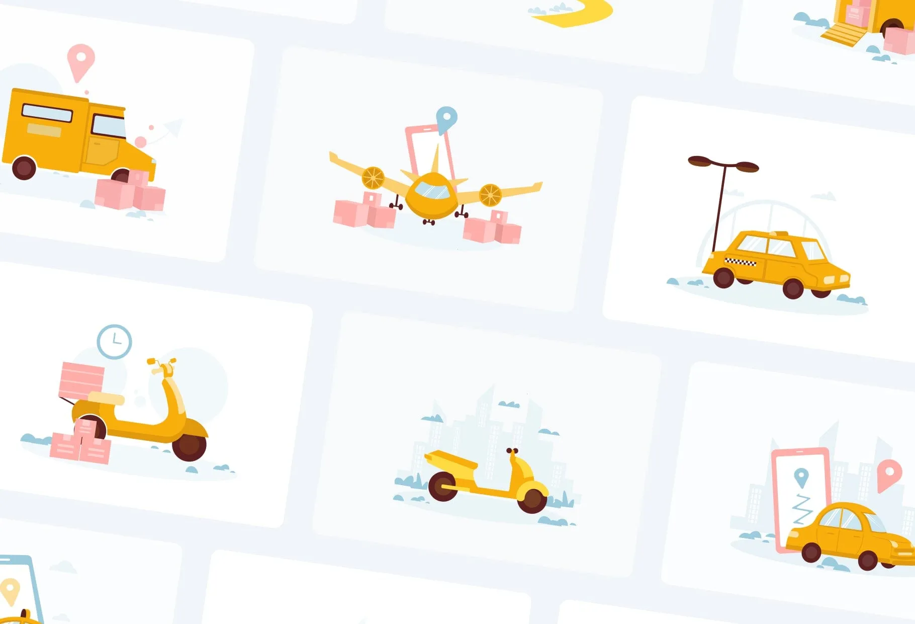 20 Unique Transportation Conceptual Illustrations Fully Editable in Canva
