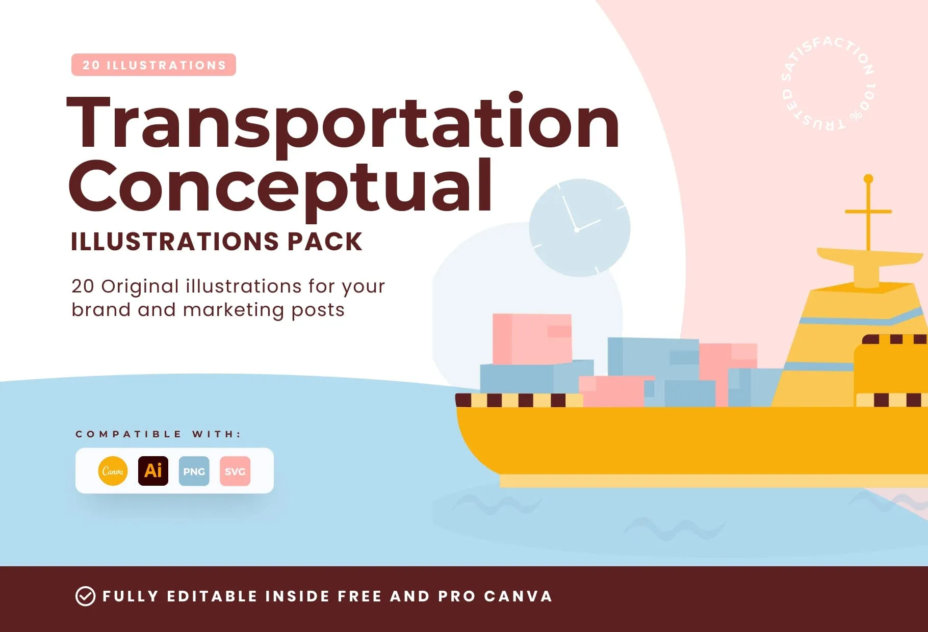 20 Unique Transportation Conceptual Illustrations Fully Editable in Canva