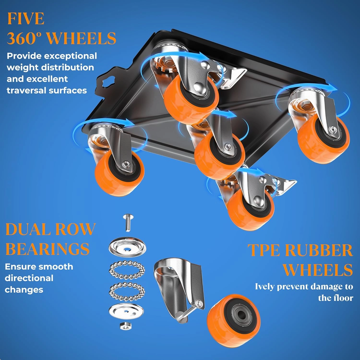 2000 lb Capacity - Heavy Duty Furniture Movers with Wheels and Moving Dolly, Includes Furniture Lifter Jacks Tool Set, Gliders, Sliders, 5 Rollers Casters Cart. Easily Move Furniture, Piano, Equipment