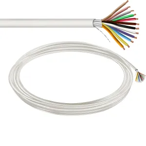 22 AWG 12 Conductor Stranded Shielded Plenum Cable CL3P White Jacket for Security/Alarm/Access Control/Sound - 25 Foot Roll in a Bag