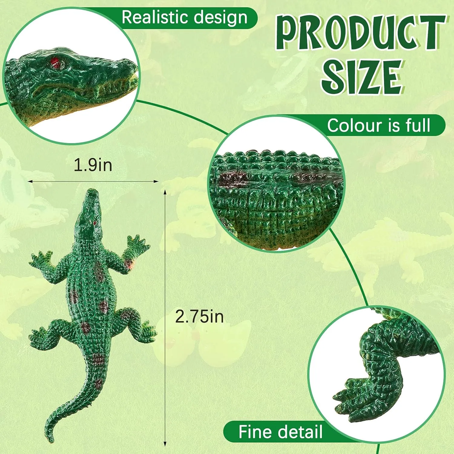 24 Pieces Crocodile Toy 2.75 Inch Alligator Simulation Realistic Plastic Alligator Wild Life Jungle Animal Model Figure Toy Crocodiles for Easter Egg Fillers