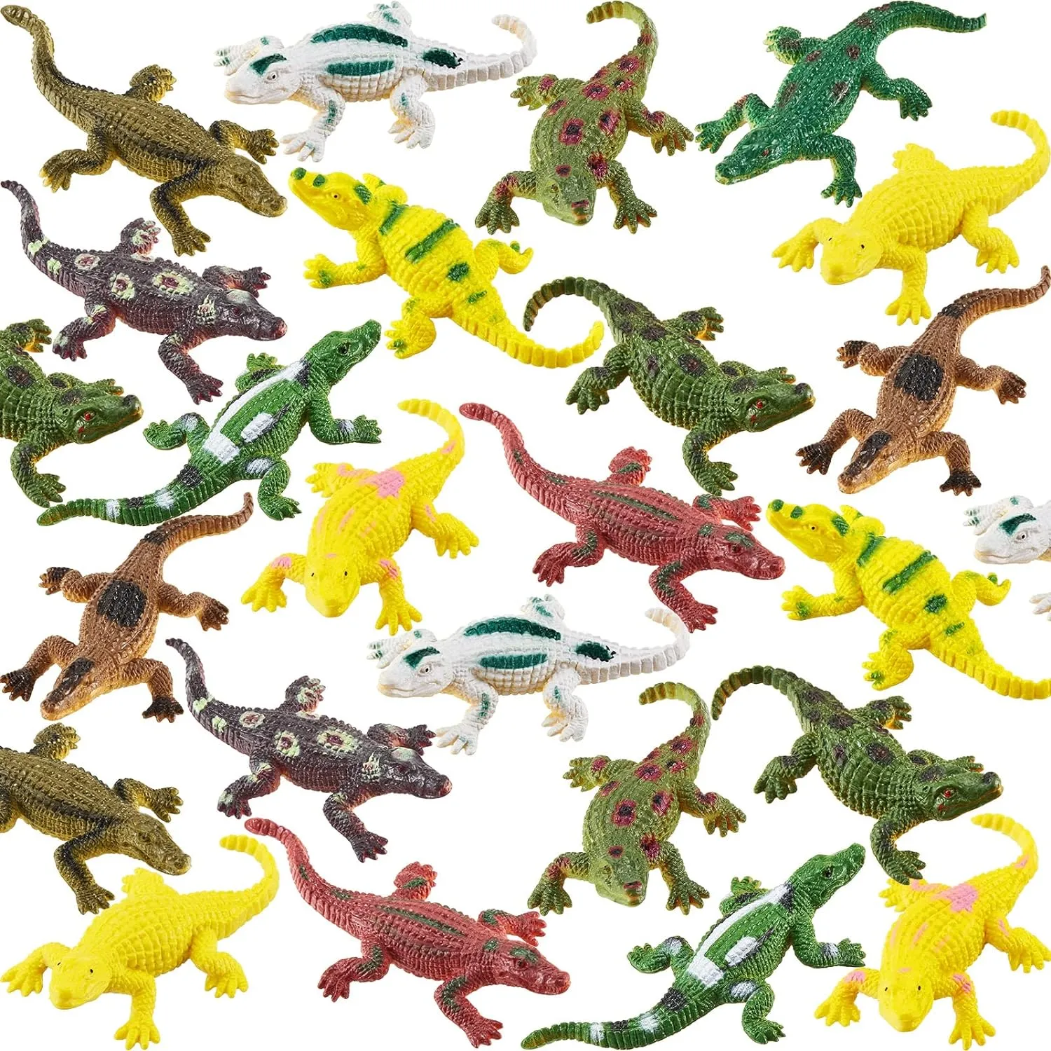 24 Pieces Crocodile Toy 2.75 Inch Alligator Simulation Realistic Plastic Alligator Wild Life Jungle Animal Model Figure Toy Crocodiles for Easter Egg Fillers