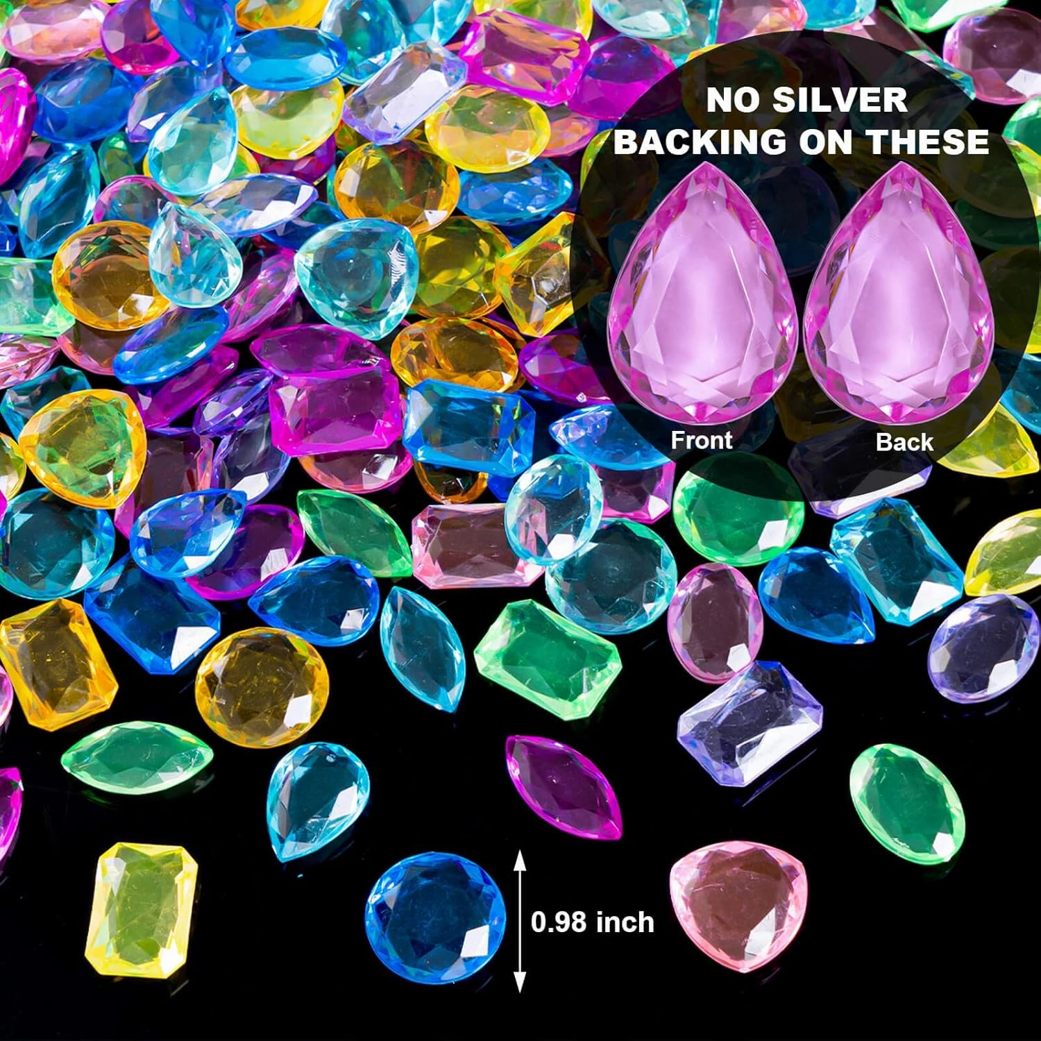 240Pcs Plastic Toy Gems Pirate Treasure Jewels Jumbo Fake Acrylic Gems Bling Multicolor Diamonds Gemstones for Pirate Party Kids Favors