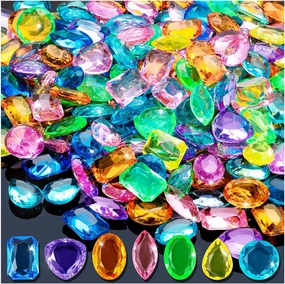 240Pcs Plastic Toy Gems Pirate Treasure Jewels Jumbo Fake Acrylic Gems Bling Multicolor Diamonds Gemstones for Pirate Party Kids Favors
