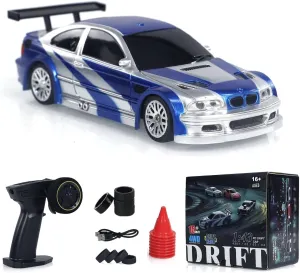 2.4G RC Drift Car, 1/43 Scale 15KM/H Full Proportional Remote Control Car Electric Mini Racing Sport Drift Car with Lights for Adults - RTR/Gyro Version