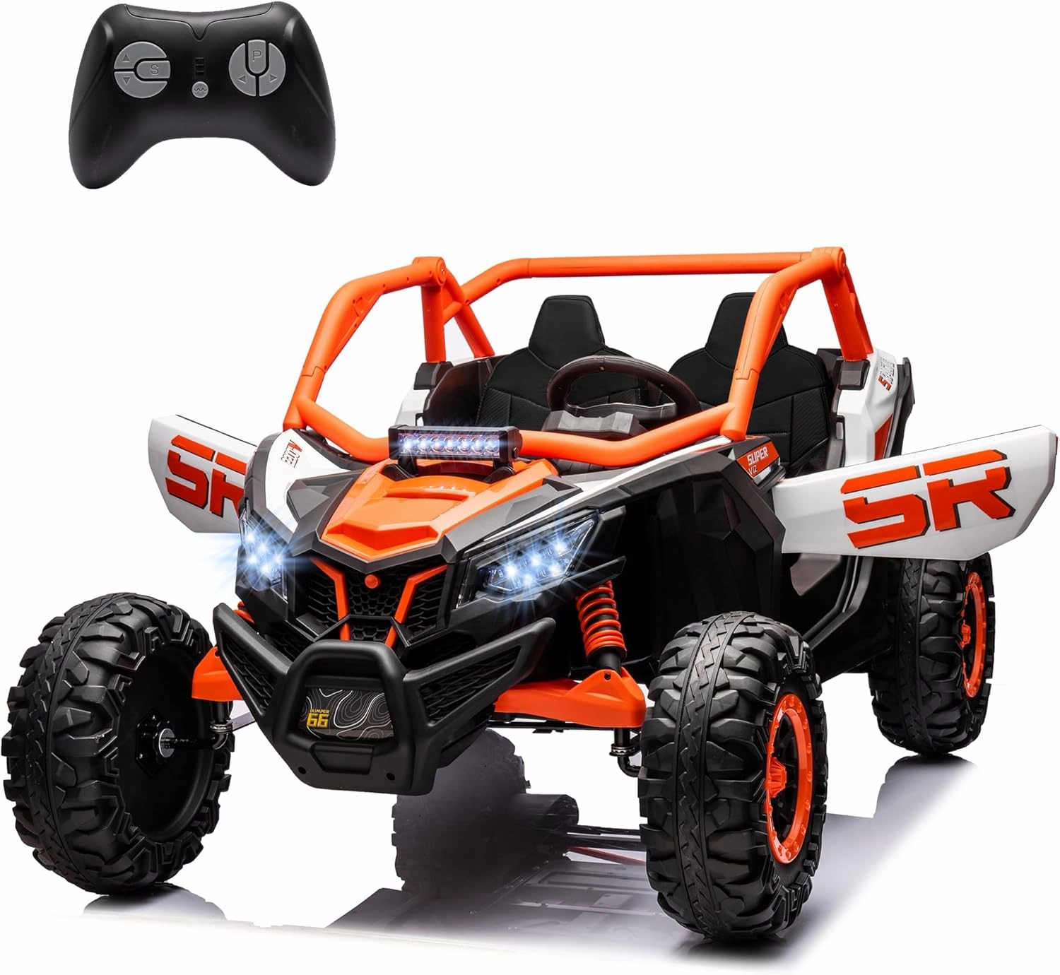 24V10A 2-Seater Kids' Electric Vehicles 8 Mph Power Wheels Ride on Toys for Big Kids UTV w/Remote Control All-Terrain Ride on car for Boys Girls Gift(Orange)
