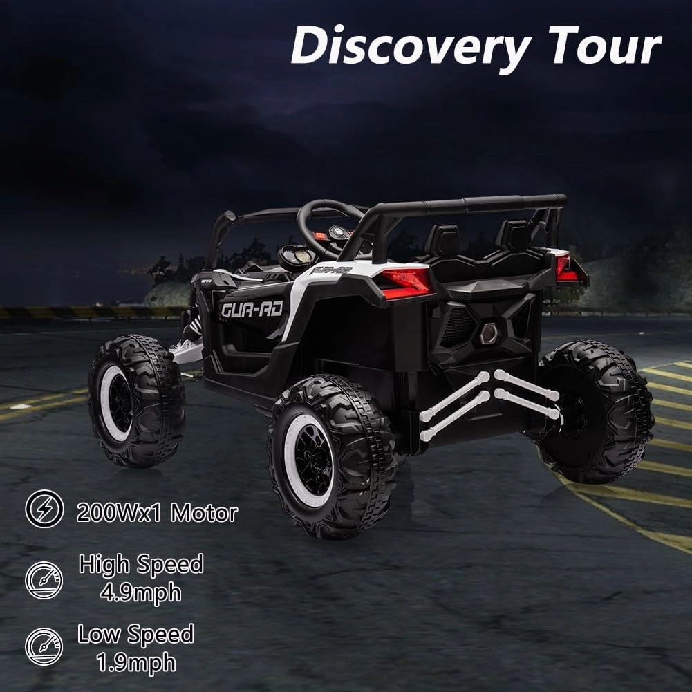 24V Ride on UTV Car, Electric Car for Kids, Battery Powerd Electric Off-Road UTV Car w/Remote Control, 2 * 200W Motor, Spring Suspension, Music, LED Headlights, Ride on Vehicle Kid Cars