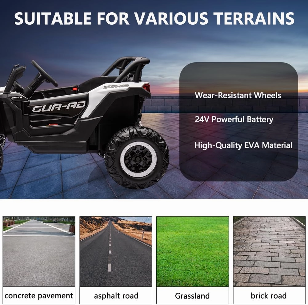 24V Ride on UTV Car, Electric Car for Kids, Battery Powerd Electric Off-Road UTV Car w/Remote Control, 2 * 200W Motor, Spring Suspension, Music, LED Headlights, Ride on Vehicle Kid Cars