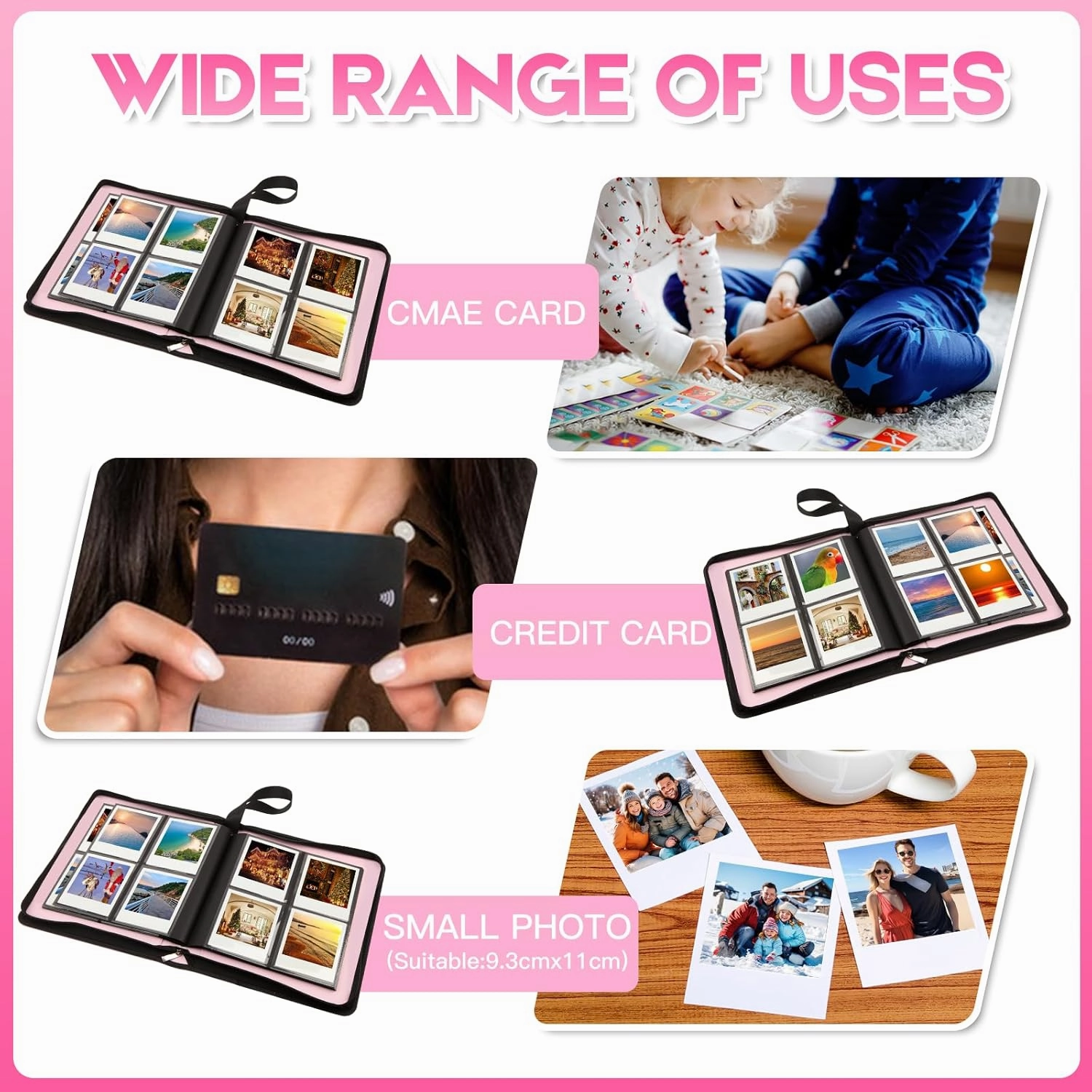 256 Pockets Large Photo Album for Polaroid Now/i-Type/600/SX-70 Instant Photos,Compatible with Fujifilm Instax Wide 400/300 and Instax Square Instant Film (Pink)