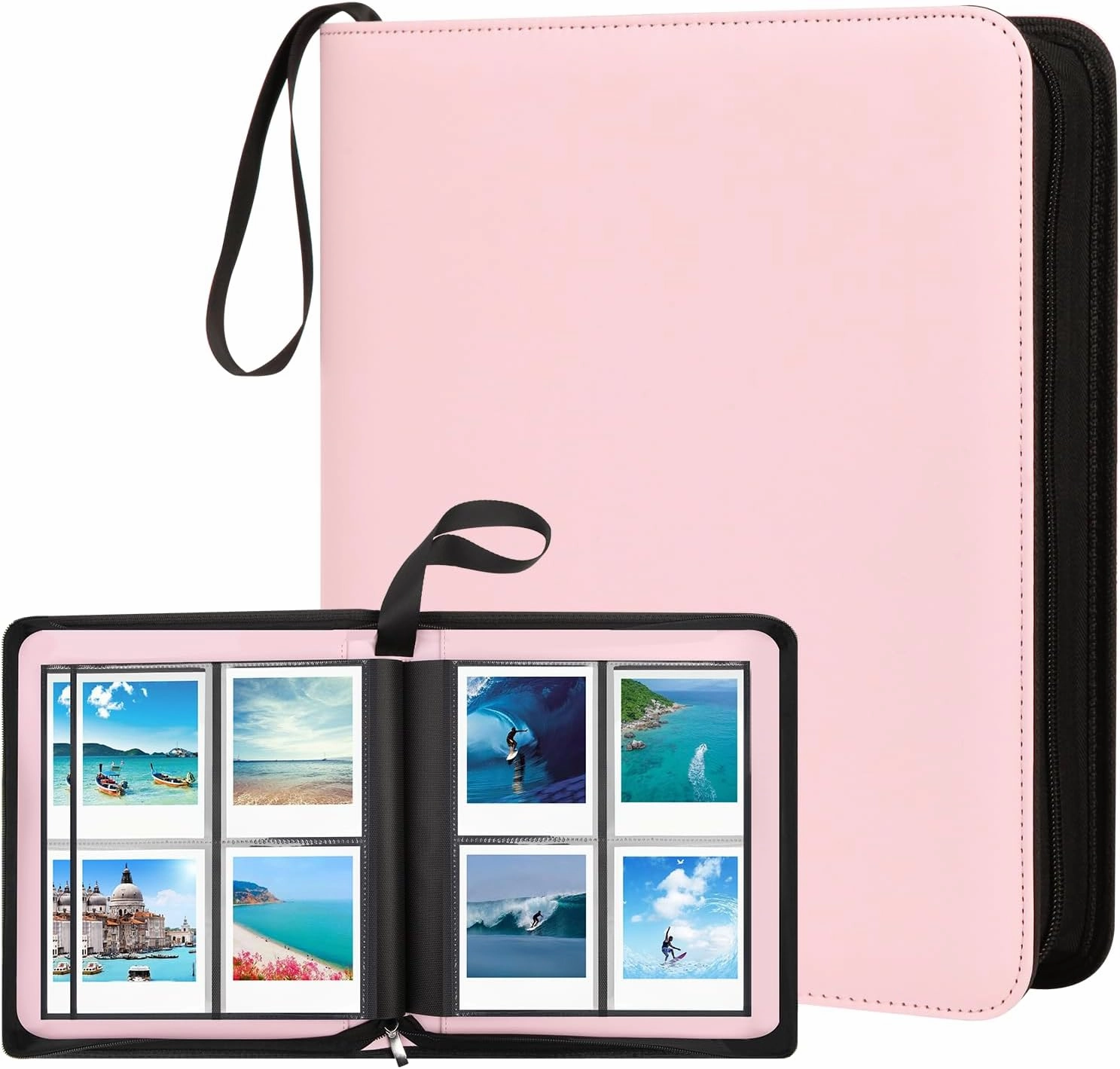 256 Pockets Large Photo Album for Polaroid Now/i-Type/600/SX-70 Instant Photos,Compatible with Fujifilm Instax Wide 400/300 and Instax Square Instant Film (Pink)