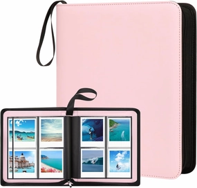 256 Pockets Large Photo Album for Polaroid Now/i-Type/600/SX-70 Instant Photos,Compatible with Fujifilm Instax Wide 400/300 and Instax Square Instant Film (Pink)