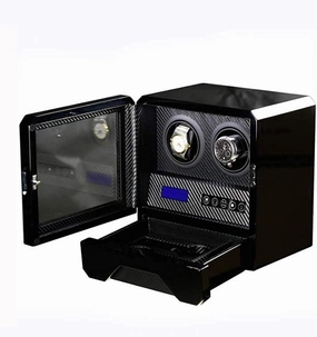 2 Automatic Piano Paint Watch Winder,Mechanical Watch Silent Electric Rotating Watch Winder with Led Lights,5 Rotation Modes Watches Storage Display Case Box