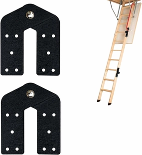 2 Pcs Attic Ladder Hinge Pull Down Stair Parts Suitable for Restoring Old Loft, DIY Ladder (Black)