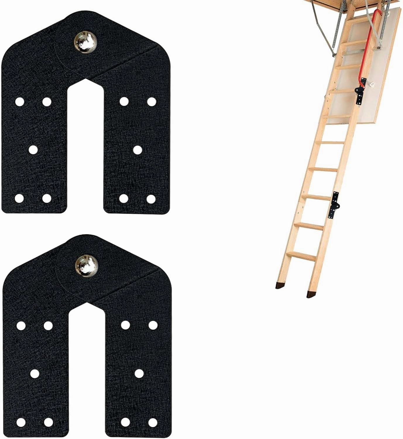 2 Pcs Attic Ladder Hinge Pull Down Stair Parts Suitable for Restoring Old Loft, DIY Ladder (Black)