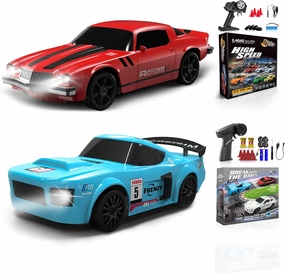 2 Pcs RC Drift Car 1:24 Remote Control Car 4WD High Speed Racing Sport Car with LED Lights RC Cars Toy Cars for Kids Boys Girls Adults Gifts Birthday Christmas Rechargeable Batteries