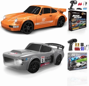 2 Pcs RC Drift Car 1:24 Remote Control Car 4WD High Speed Racing Sport Car with LED Lights RC Cars Toy Cars for Kids Boys Girls Adults Gifts Birthday Christmas Rechargeable Batteries