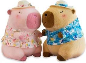 2 Pieces Stuffed Capy Animal Plush 12Inch Soft Capy Wear Hawaiian Style Clothes Blue Pink Plush Kapibala Stuffed Animals for Christmas Newlyweds Women Baby Shower Valentine Party Favor (Modern)