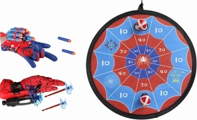 2 Sets Spider Gloves Man Web Shooters Dart Board Toys Sticky Balls for Kids, Hero Cosplay Kids Launcher Toys Set for Birthday Party Christmas Halloween
