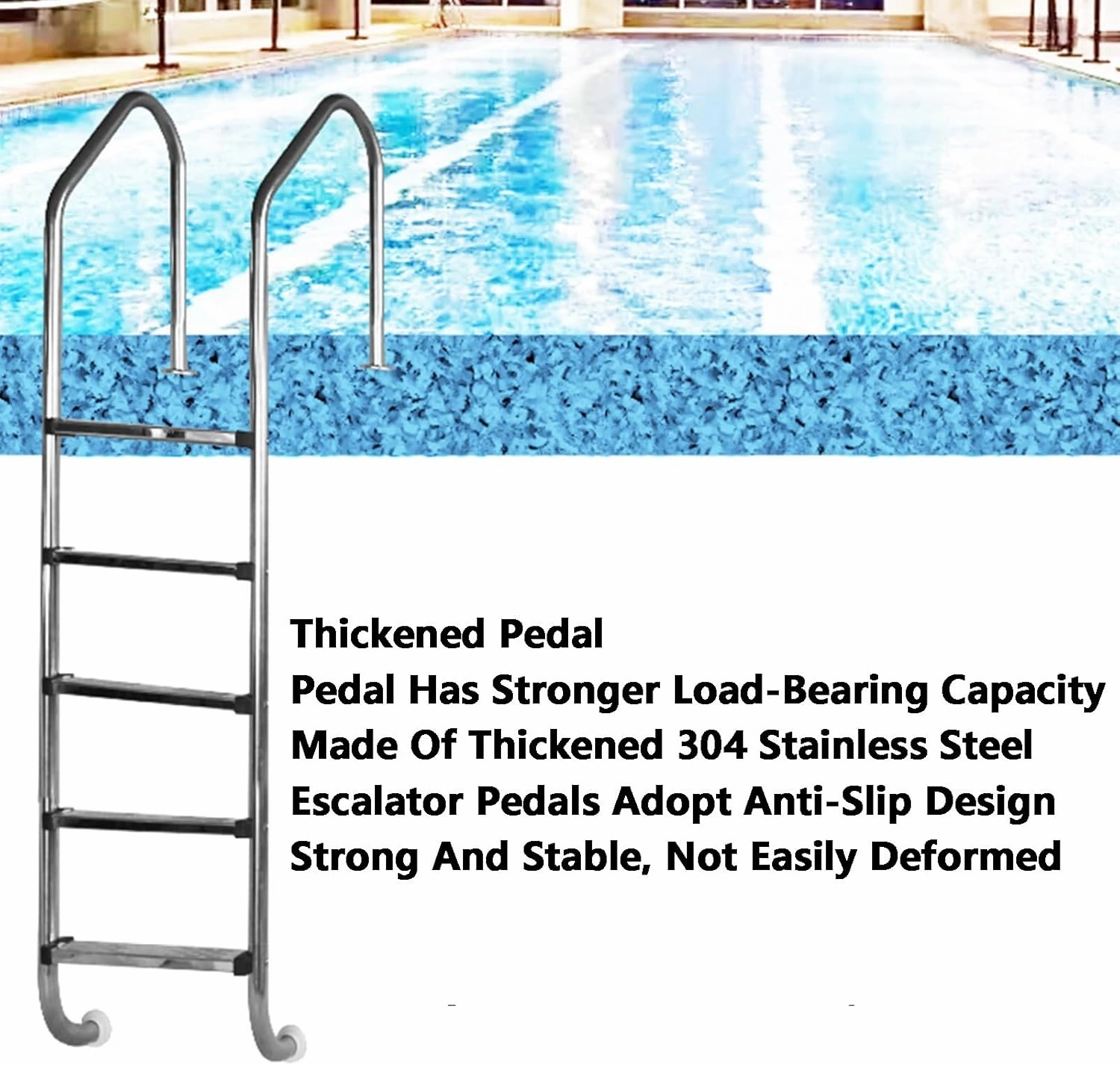 2 Step Swimming Pool Ladder,with Stainless Steel Stairs,for Open Air Bath Water Park Easy to Install,Weight Capacity 550 Lbs(2-steps1.2mm)