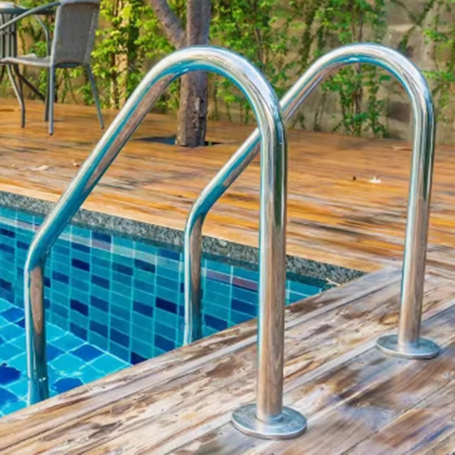 2 Step Swimming Pool Ladder,with Stainless Steel Stairs,for Open Air Bath Water Park Easy to Install,Weight Capacity 550 Lbs(2-steps1.2mm)