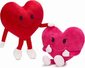 2Pcs Heart Shape Valentines Plush, 10" Love Heart Stuffed Animal with Cute Expression and Limbs,Pink and Red Love Stuffed Toys for Girlfriend Wife Mother Girls,Wedding Decorations