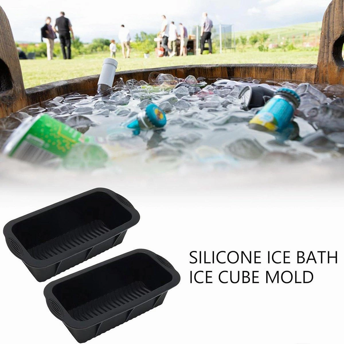 2PCS Reusable Silicone Ice Blocks Large Cube Tray for Drinks and Cocktails