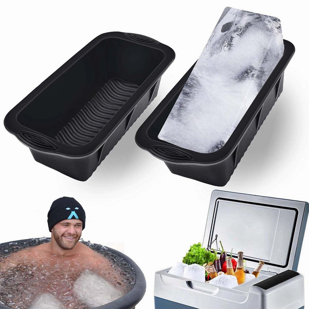 2PCS Reusable Silicone Ice Blocks Large Cube Tray for Drinks and Cocktails