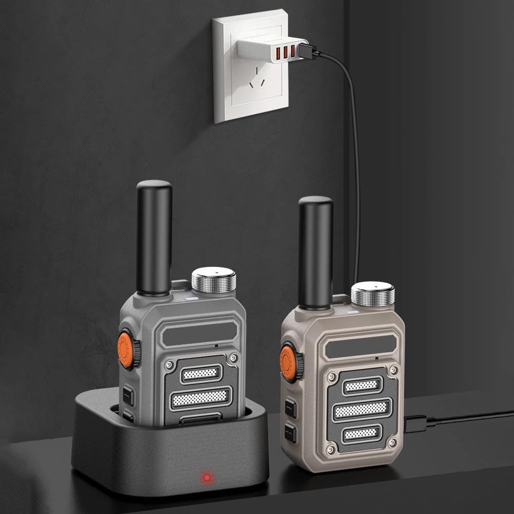 2PCS Waterproof & Shock Resistant Walkie-Talkies, Nationwide PTT Unlimited Range, Rechargeable Long Range Mini Walkie-Talkies, Instant 2 Way Radios (Khaki)