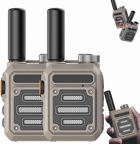 2PCS Waterproof & Shock Resistant Walkie-Talkies, Nationwide PTT Unlimited Range, Rechargeable Long Range Mini Walkie-Talkies, Instant 2 Way Radios (Khaki)
