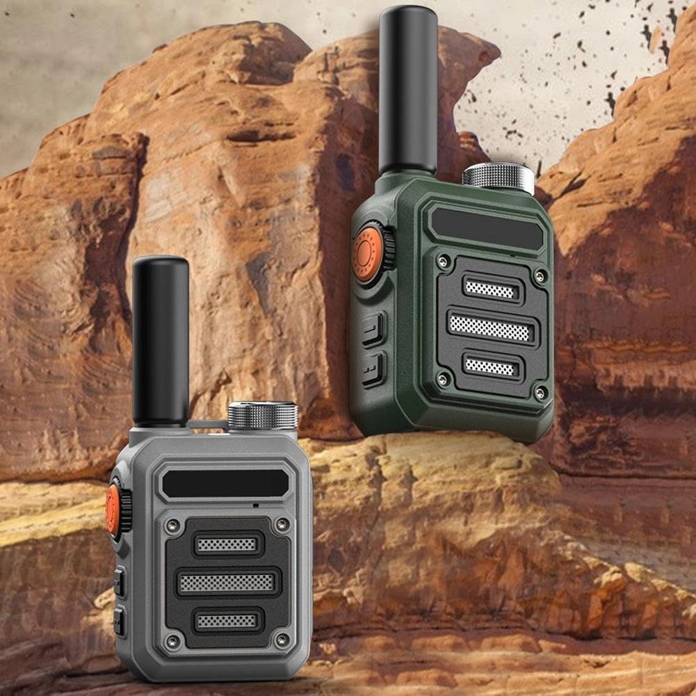 2PCS Waterproof & Shock Resistant Walkie-Talkies, Nationwide PTT Unlimited Range, Rechargeable Long Range Mini Walkie-Talkies, Instant 2 Way Radios (Khaki)
