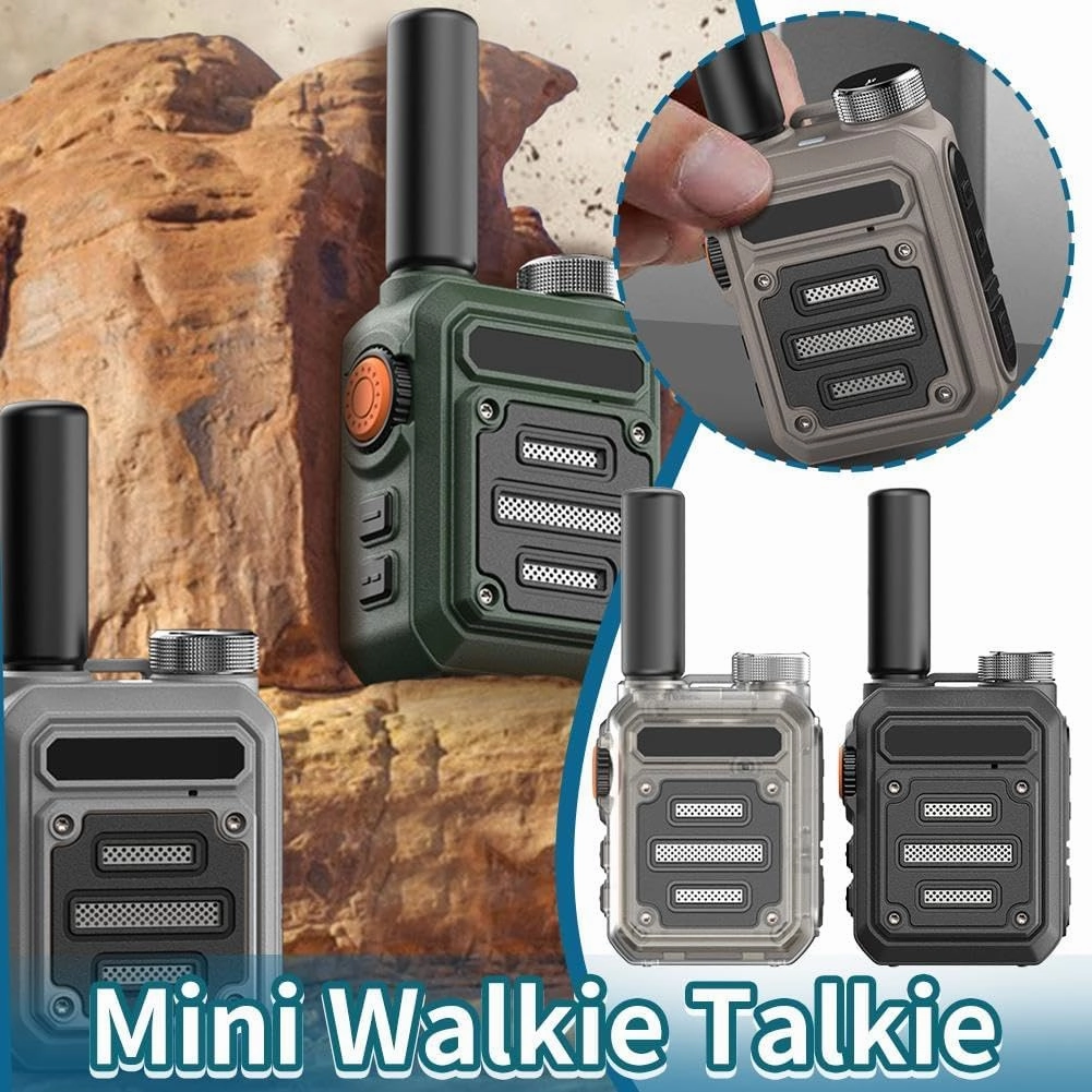 2PCS Waterproof & Shock Resistant Walkie-Talkies, Nationwide PTT Unlimited Range, Rechargeable Long Range Mini Walkie-Talkies, Instant 2 Way Radios (Khaki)