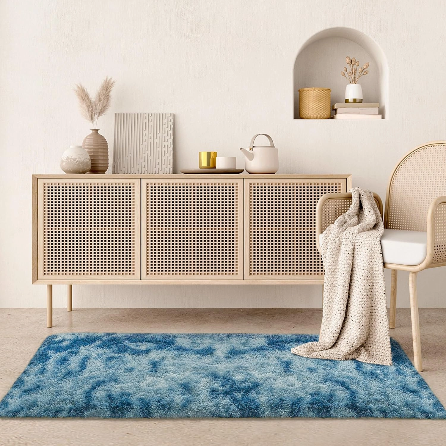 2x6 ft Soft Runner Rugs for Bedroom Living Room Plush Fluffy Rug Blue Shag Rug Carpet Non Slip Washable for Nursery Dorm Fuzzy Bedside Rug Runner for Kids Girls Room Home Decor