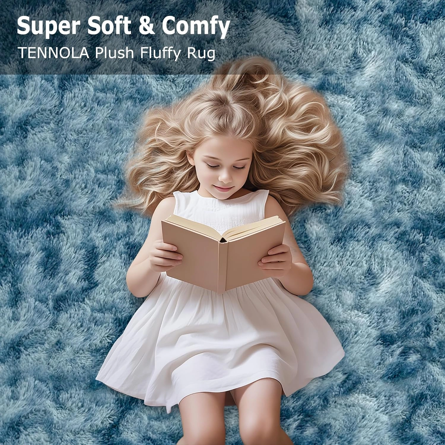 2x6 ft Soft Runner Rugs for Bedroom Living Room Plush Fluffy Rug Blue Shag Rug Carpet Non Slip Washable for Nursery Dorm Fuzzy Bedside Rug Runner for Kids Girls Room Home Decor