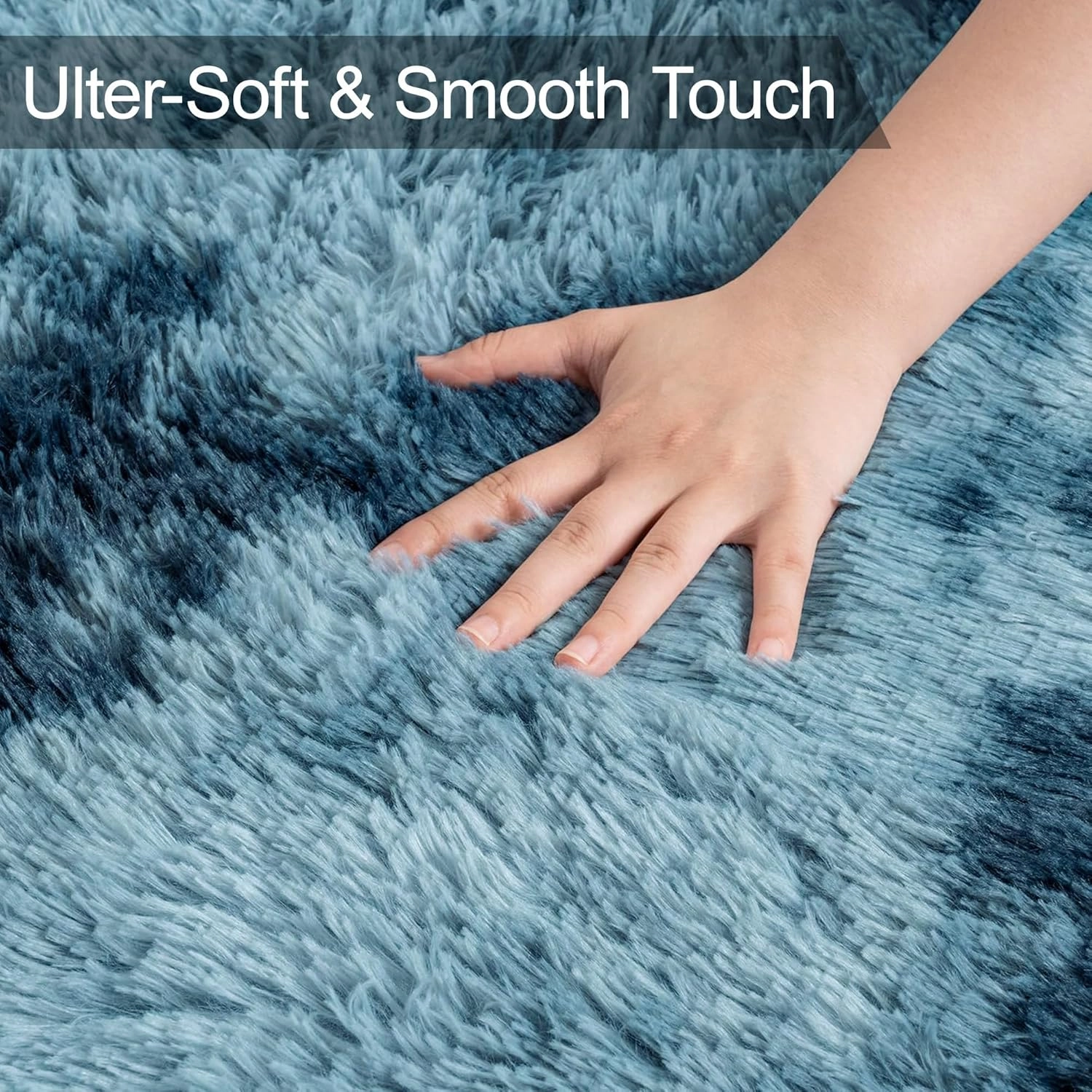 2x6 ft Soft Runner Rugs for Bedroom Living Room Plush Fluffy Rug Blue Shag Rug Carpet Non Slip Washable for Nursery Dorm Fuzzy Bedside Rug Runner for Kids Girls Room Home Decor