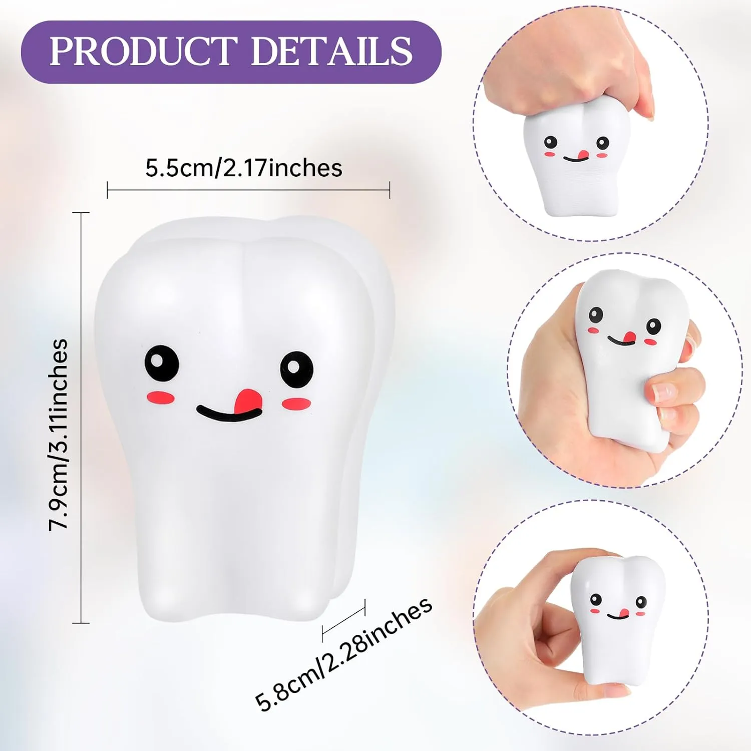 3 Pcs Dental Hygienist Gifts for Women Men Dental Assistant Student Graduation Gifts Inspirational Dentist Tote 16 oz Dentist Tumbler Teeth Stress Toy for Teachers Nurses Doctors(Purple)