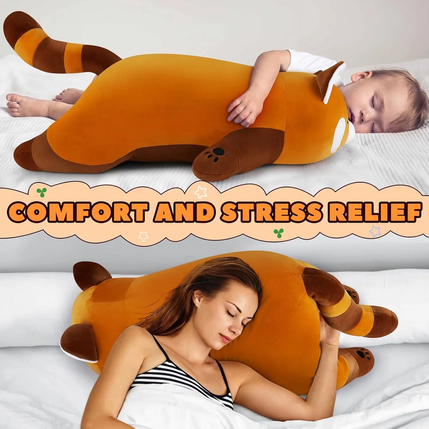 30'' Giant Red Panda Plush Stuffed Animal - Large Sleeping Plush Toy Pillow, Cute Hugging Plushie, Room Decor, Christmas Birthday Gifts for Kids Girls Boys