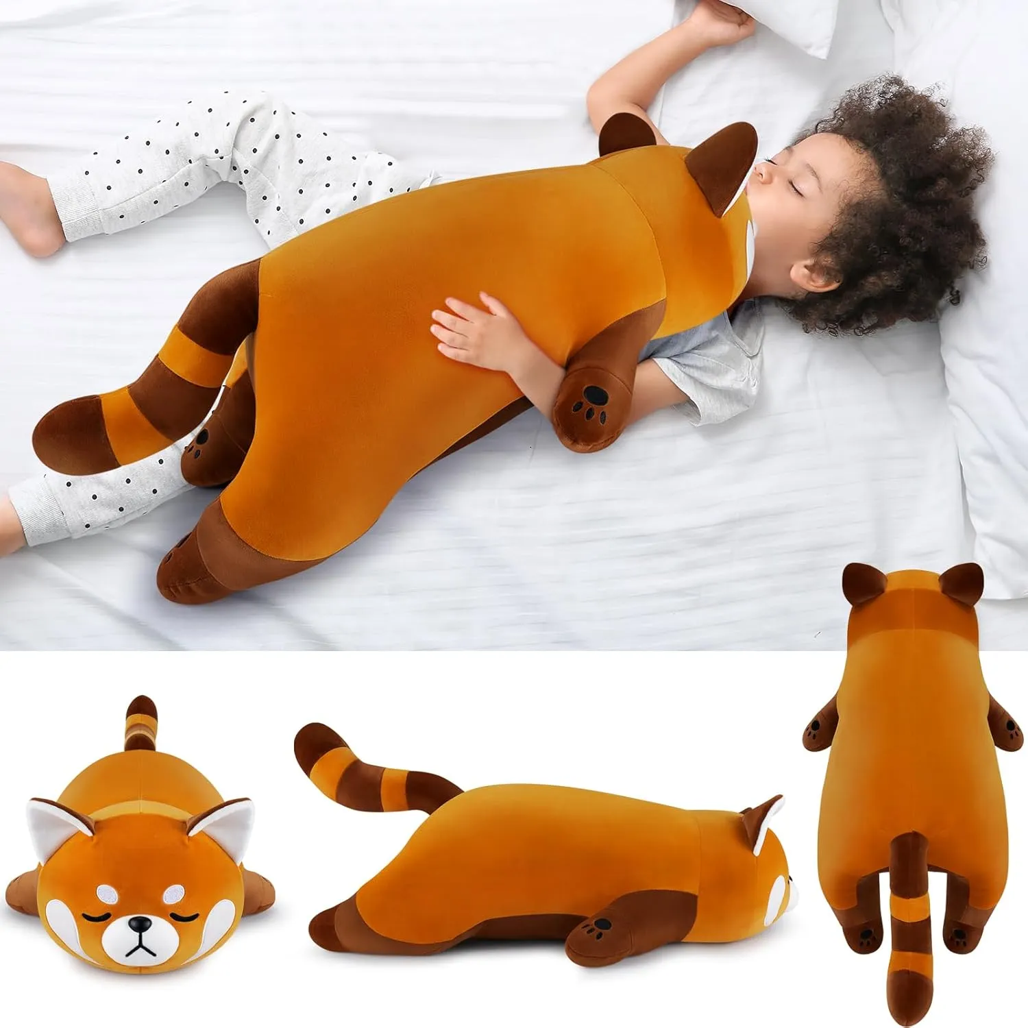 30'' Giant Red Panda Plush Stuffed Animal - Large Sleeping Plush Toy Pillow, Cute Hugging Plushie, Room Decor, Christmas Birthday Gifts for Kids Girls Boys