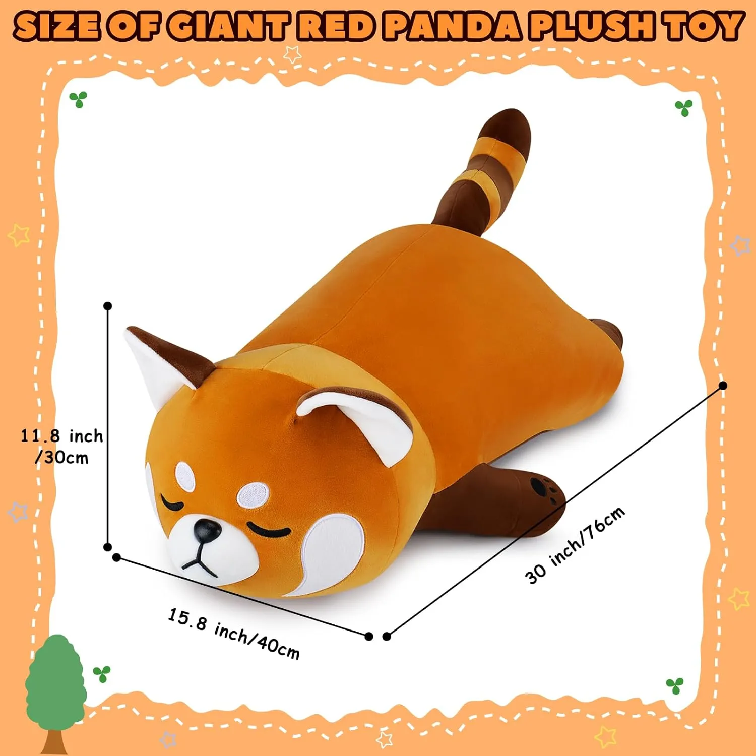 30'' Giant Red Panda Plush Stuffed Animal - Large Sleeping Plush Toy Pillow, Cute Hugging Plushie, Room Decor, Christmas Birthday Gifts for Kids Girls Boys