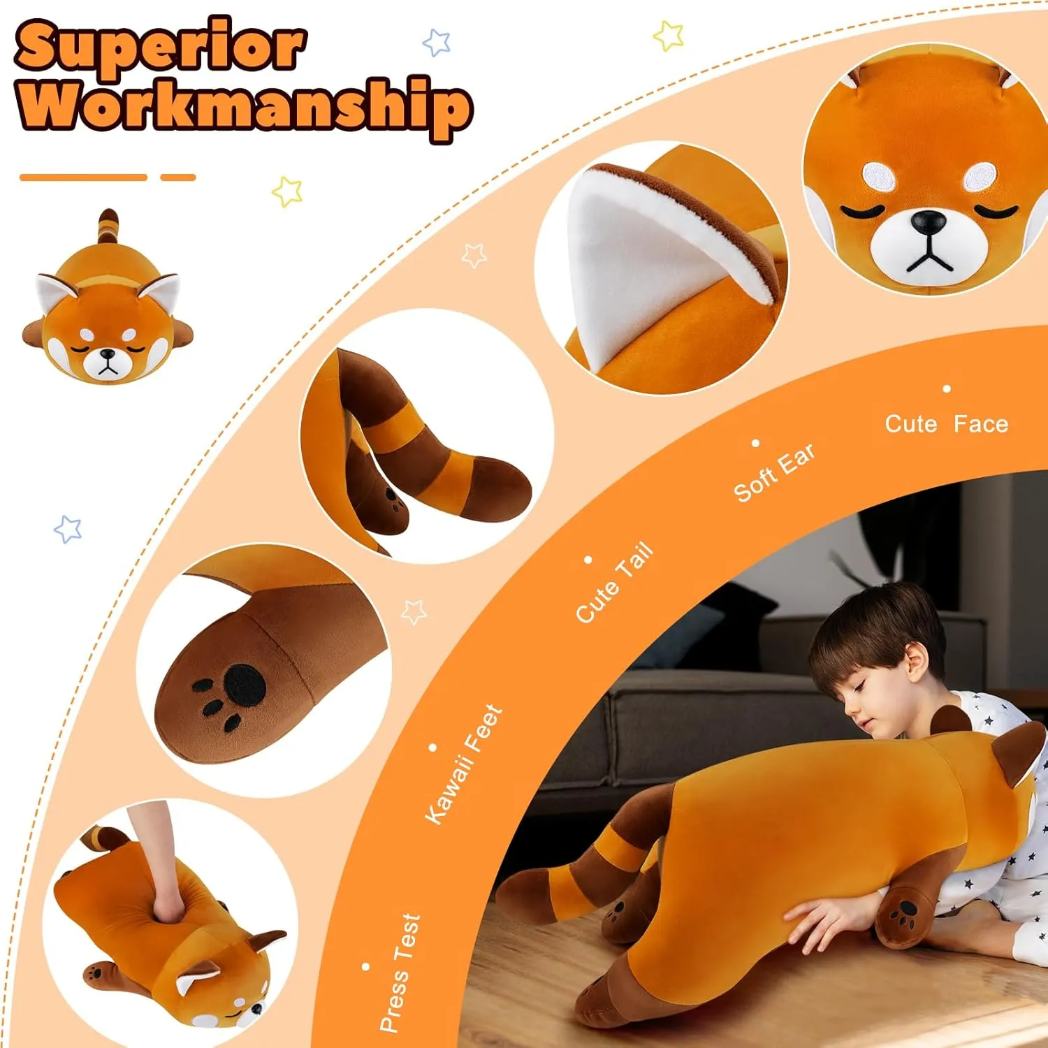 30'' Giant Red Panda Plush Stuffed Animal - Large Sleeping Plush Toy Pillow, Cute Hugging Plushie, Room Decor, Christmas Birthday Gifts for Kids Girls Boys