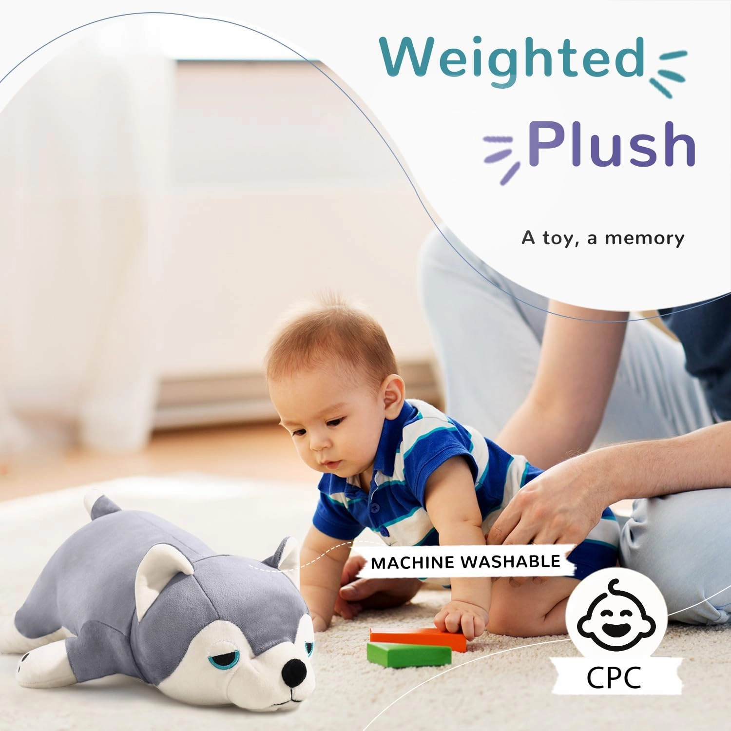 30" Weighted Stuffed Animals Giant Weighted Pillow Toy for Kids & Adults, Soft and Huggable Husky Plush Gift for Boys & Girls 5 lbs Large Stuffed Dog Toys