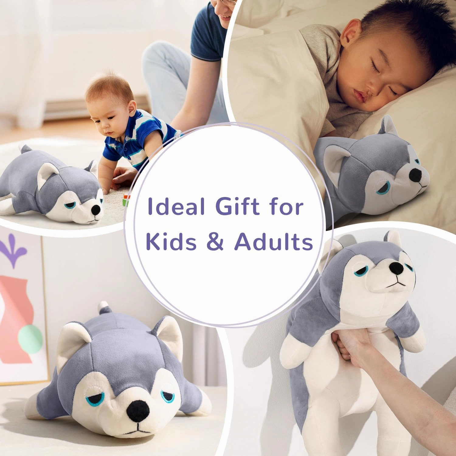 30" Weighted Stuffed Animals Giant Weighted Pillow Toy for Kids & Adults, Soft and Huggable Husky Plush Gift for Boys & Girls 5 lbs Large Stuffed Dog Toys