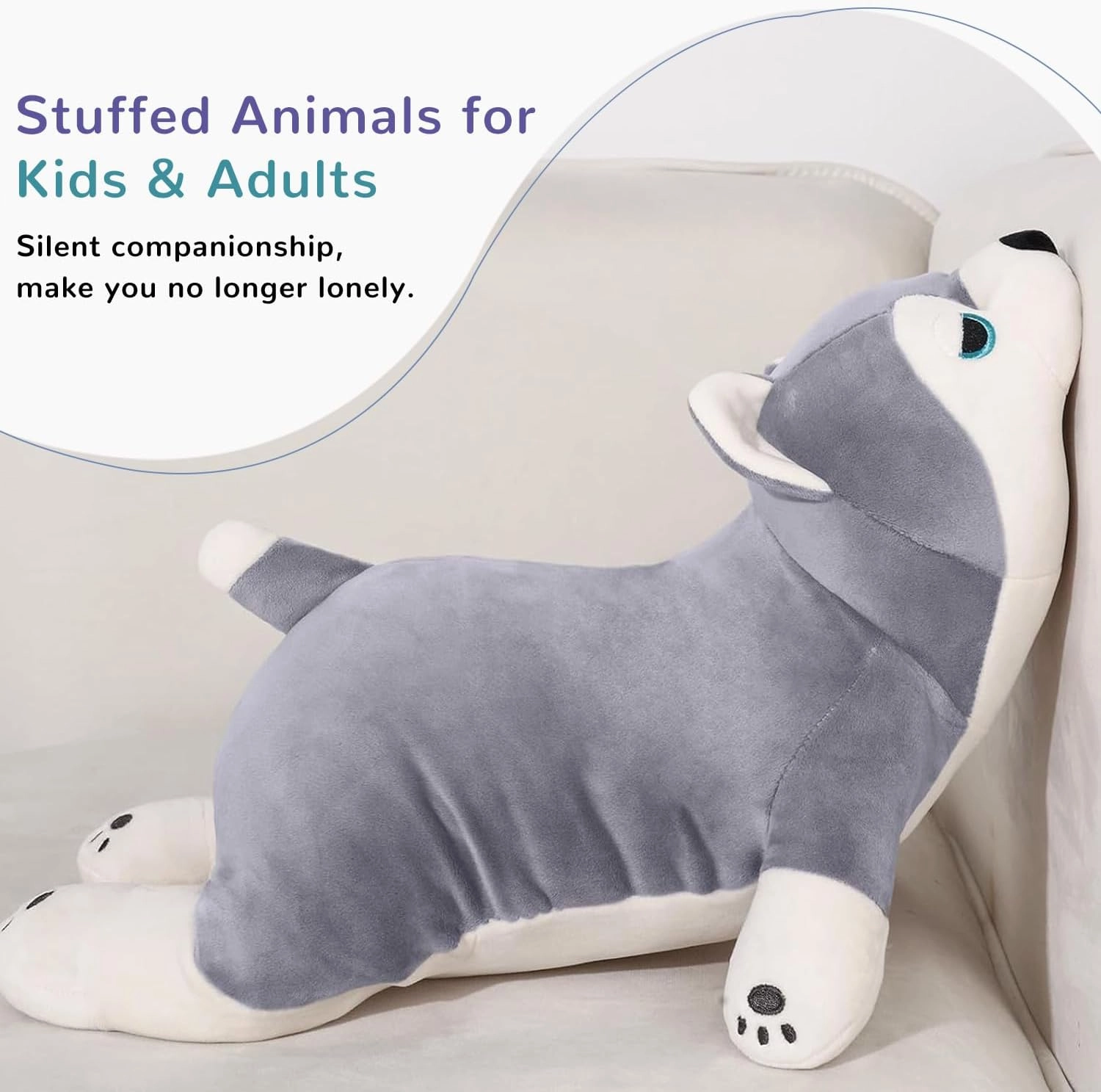 30" Weighted Stuffed Animals Giant Weighted Pillow Toy for Kids & Adults, Soft and Huggable Husky Plush Gift for Boys & Girls 5 lbs Large Stuffed Dog Toys