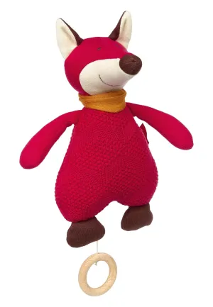39689 Knitted Music Box, Fox, Knitted Love, cuddly toy with familiar lullaby melody, soft toy, washable, interchangeable, sleep aid for babies and children from birth,