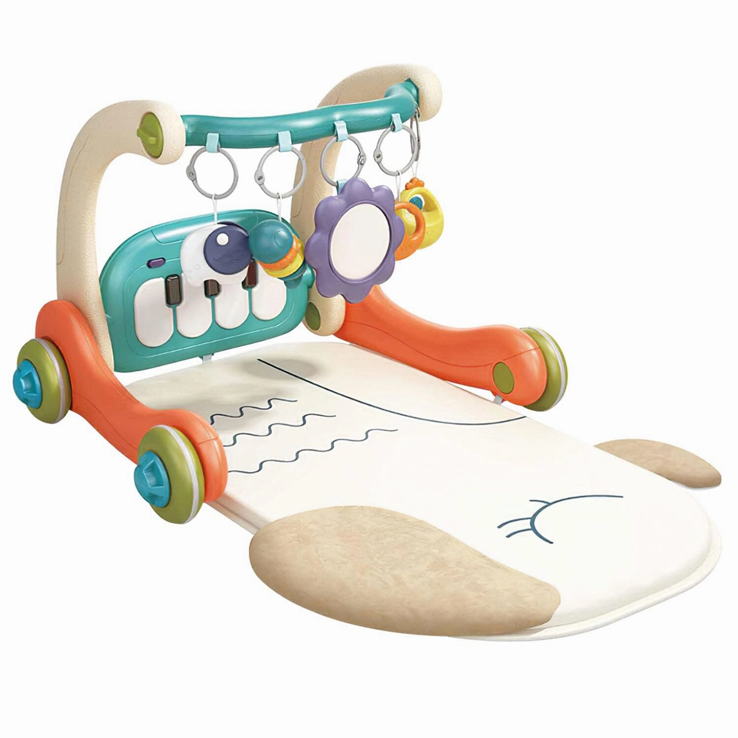 3-in-1 Baby Gym Playmat with Learning Walker for 0-12 Months Old