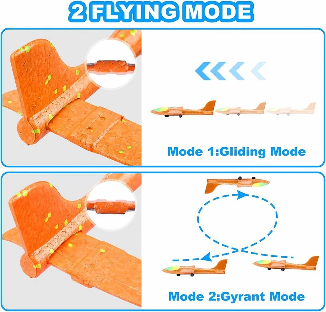 3 Pack Airplane Launcher Toy Kids, Led Foam Glider Fighters Outdoor Toys, 3 Flight Mode Foam Flying Toy 4 5 6 7 8 9-13 Year Old Boys Girls Birthday Gifts
