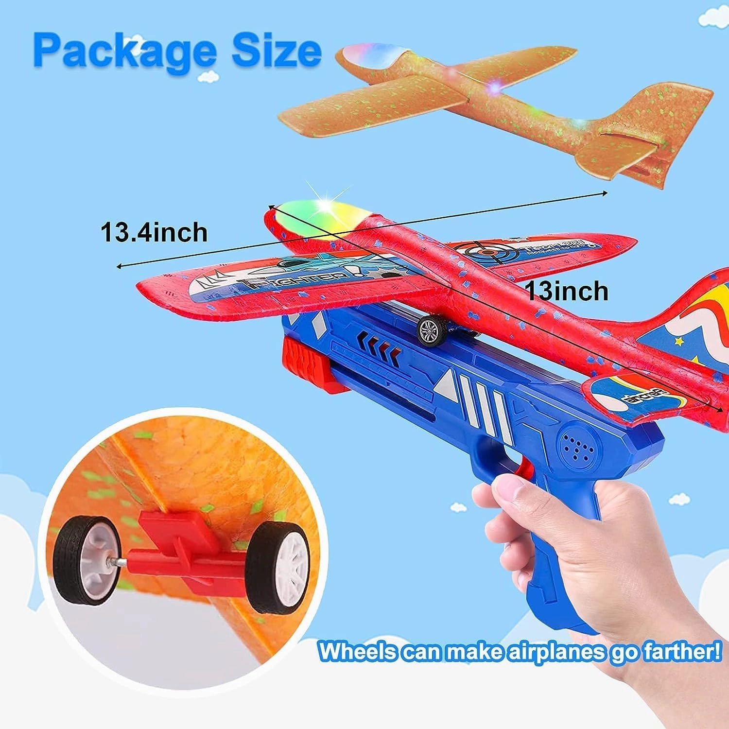 3 Pack Airplane Launcher Toy Kids, Led Foam Glider Fighters Outdoor Toys, 3 Flight Mode Foam Flying Toy 4 5 6 7 8 9-13 Year Old Boys Girls Birthday Gifts