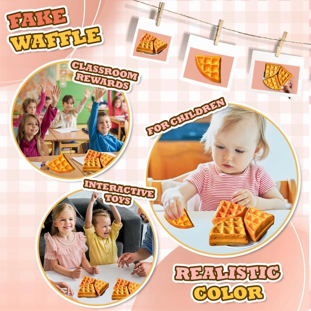 3 pcs Realistic Artificial Toy Fake DonutsFood Fake Cakes Desserts Donut Decorations Toys for Doughnut Party Decoration, Prop Food 3 x 3 inches (Original Waffle)
