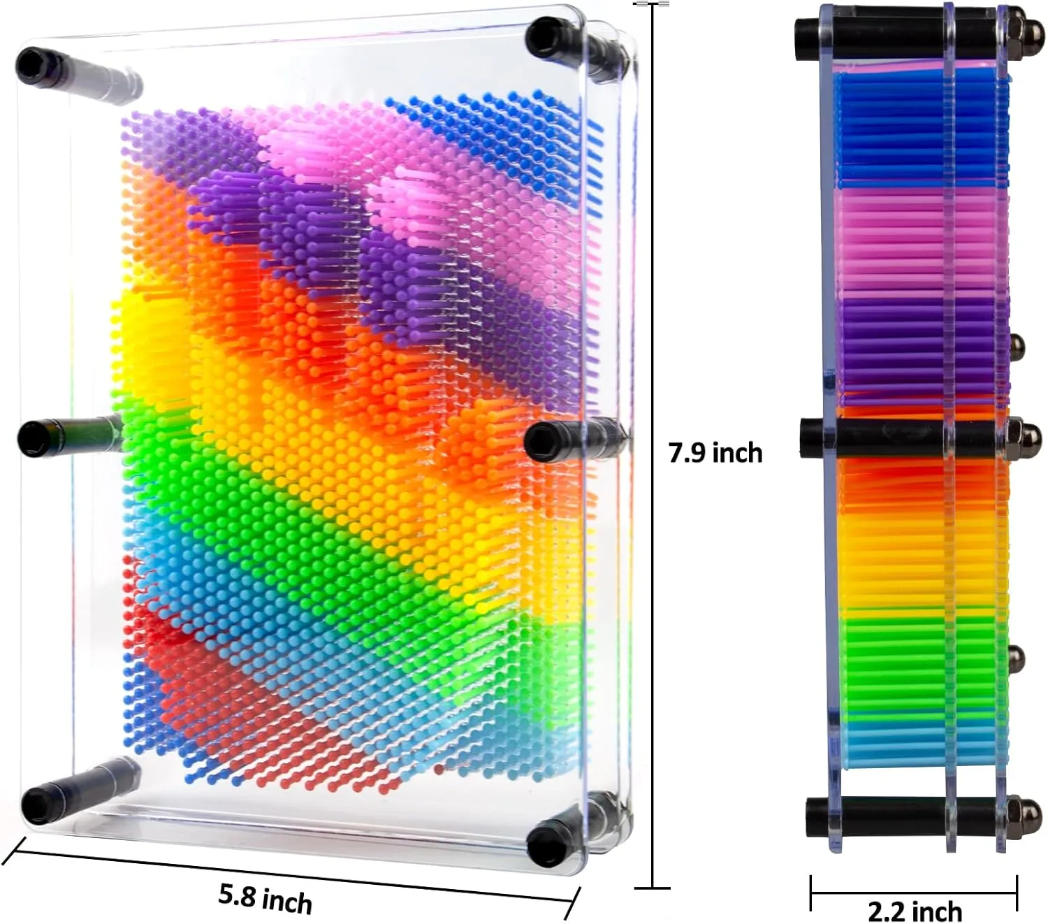 3D Pin Art Board, Large 8 x 6 in Size, Classic Desktop Novelty Sculpture Impression Needle Art for Kids, Birthday Gifts for Girls and Boys, Fidget Toy